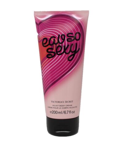 Victoria's Secret Eau So Sexy Velvet Body Cream 200 ml rausva tūbelė su širdies grafika ant balto fono