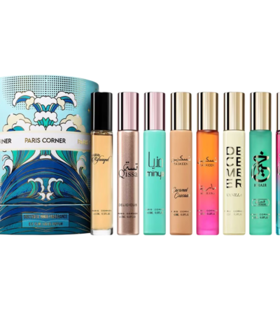 Set Paris Corner: Taskeen Marina, Eau De Parfum, Unisex, 15 ml + Taskeen Caramel Cascade, Eau De Parfum, Unisex, 15 ml + December Vanilla, Eau De Parfum, Unisex, 15 ml + Khair Confection, Eau De Parfum, Unisex, 15 ml + Khair Pistachio, Eau De Parfum, Unisex, 15 ml + Minya, Eau De Parfum, Unisex, 15 ml + Rifaaqat, Eau De Parfum, Unisex, 15 ml + Qissa Delicious, Eau De Parfum, For Women, 15 ml