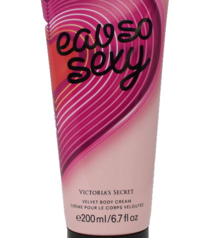 Victoria's Secret Eau So Sexy Velvet Body Cream 200 ml rausva tūbelė su širdies grafika ant balto fono