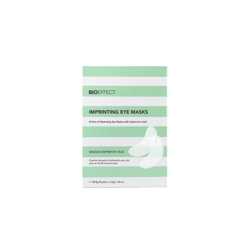 BIOEFFECT Imprinting Eye Masks 8 poros dėžutė baltame fone