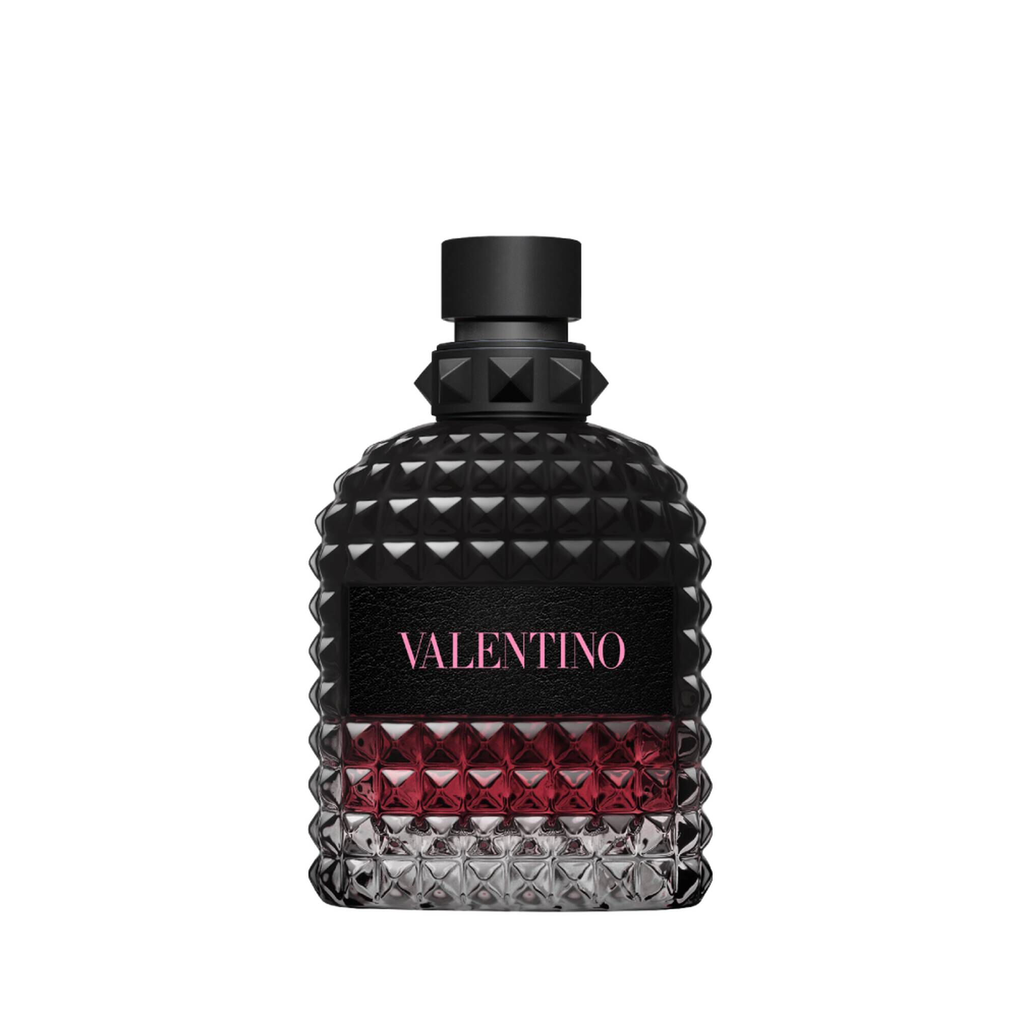 Valentino Uomo Born In Roma Intense Eau de Parfum 100 ml juodas buteliukas su tamsiai raudona apačia