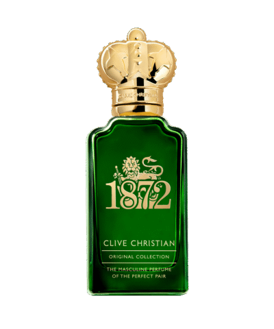 Clive Christian 1872 Masculine Eau de Parfum 50 ml, žalio stiklo buteliukas su auksiniu karūnos kamšteliu