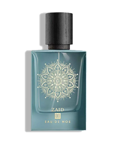 Eau de Moe ZAID Eau de Parfum 80 ml žalsvai mėlynas buteliukas su auksiniu ornamentu
