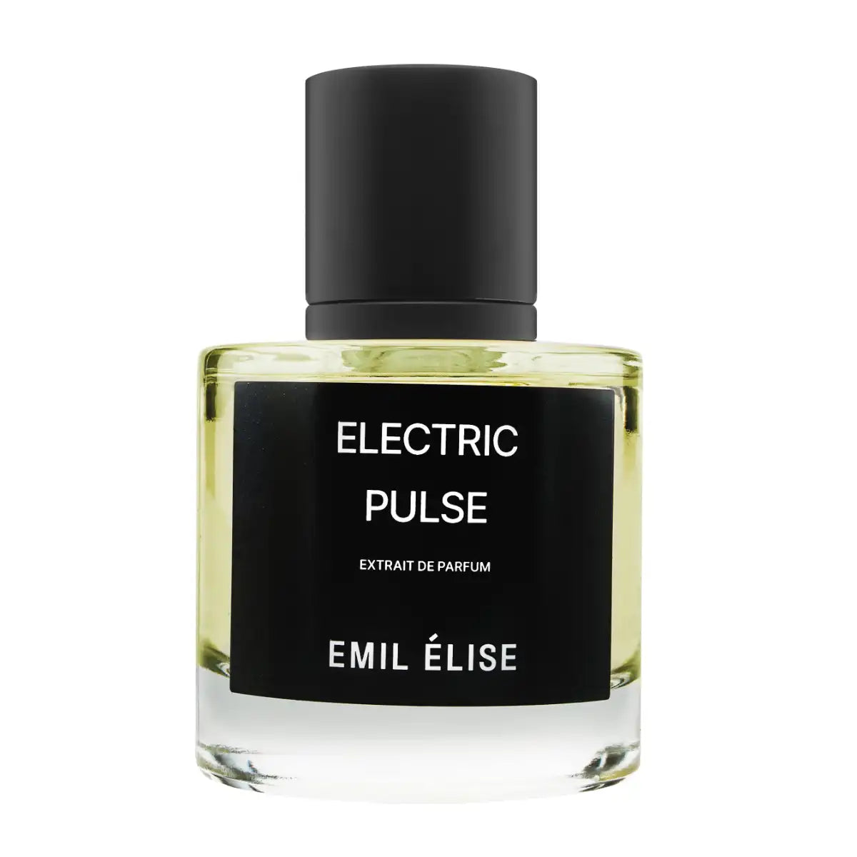 Emil Élise Electric Pulse Extrait de Parfum 50 ml buteliukas su juoda etikete ant balto fono