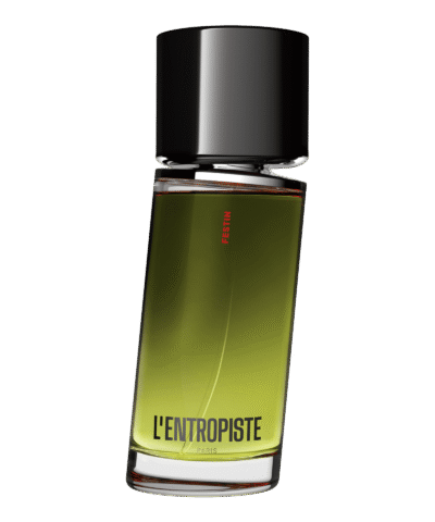 L'Entropiste Festin EDP 100 ml buteliukas su juodu dangteliu ir žaliu skysčiu ant balto fono