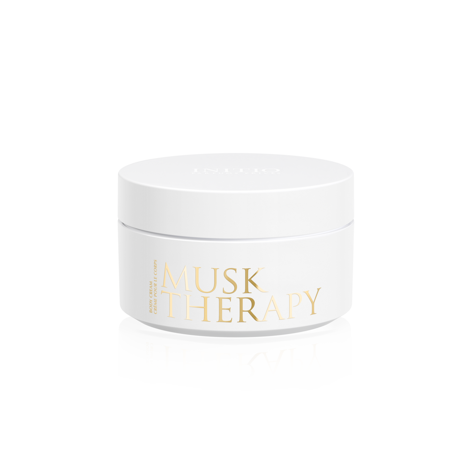 Initio Musk Therapy kūno kremas 200 ml baltas indelis su auksiniu užrašu