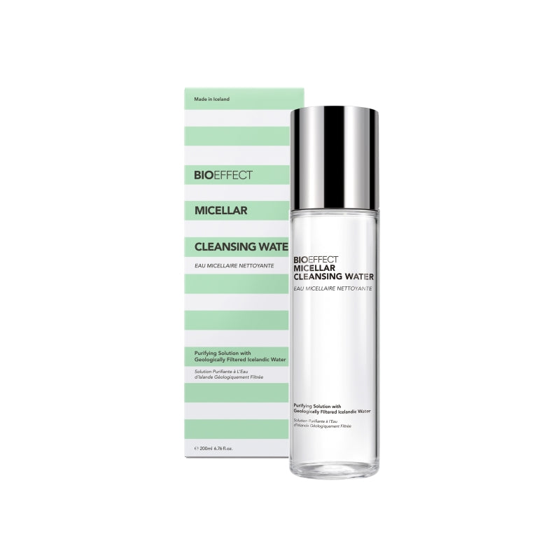 BIOEFFECT Micellar Cleansing Water 200 ml buteliukas ir dėžutė baltame fone