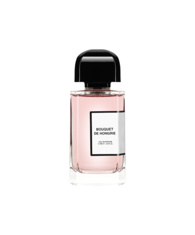 BDK Parfums Bouquet de Hongrie Eau de Parfum 100 ml, skaidrus buteliukas su rausvu skysčiu ir juoda kepurėle