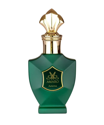 Amaro Aeterna Extrait de Parfum 50 ml tamsiai žalias buteliukas su auksine kepurėle