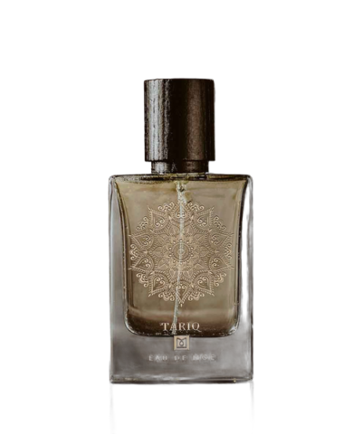 Eau de Moe TARIQ Eau de Parfum 80 ml rudas buteliukas su auksiniu ornamentu
