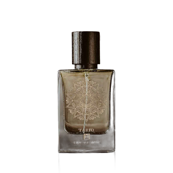 Eau de Moe TARIQ Eau de Parfum 80 ml rudas buteliukas su auksiniu ornamentu