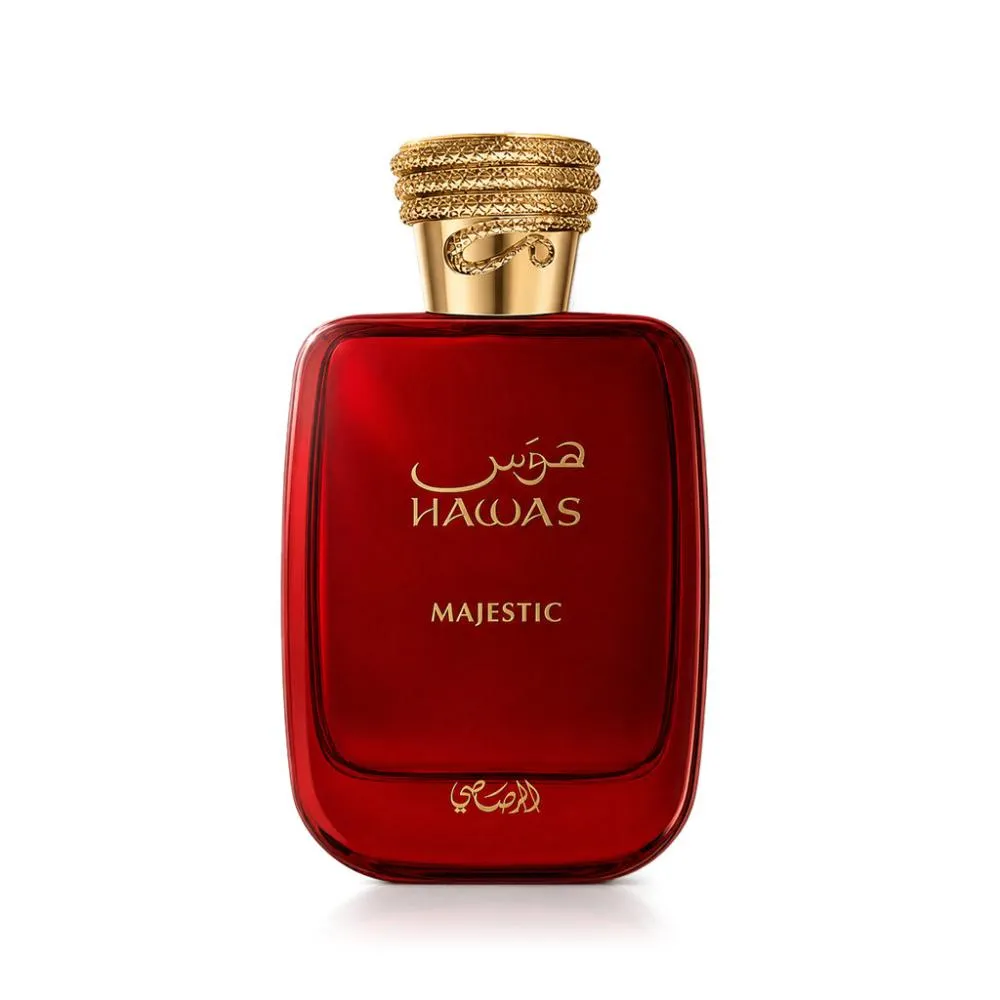Rasasi Hawas Majestic EDP 100 ml raudonas buteliukas su auksiniu kamščiu