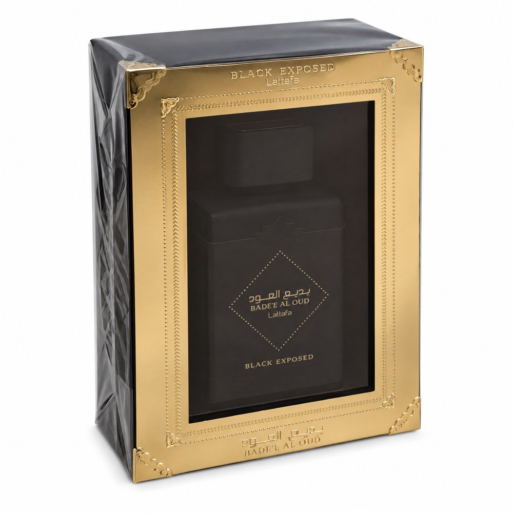 Lattafa Badee Al Oud Black Exposed EDP 100 ml kvepalų buteliukas