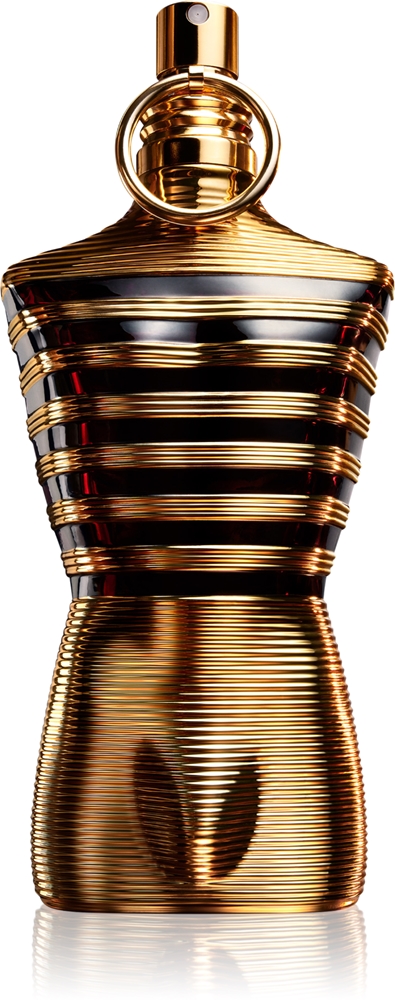 Jean Paul Gaultier Le Male Elixir Parfum 75 ml auksinis torso formos flakonas su juodomis dryžėmis