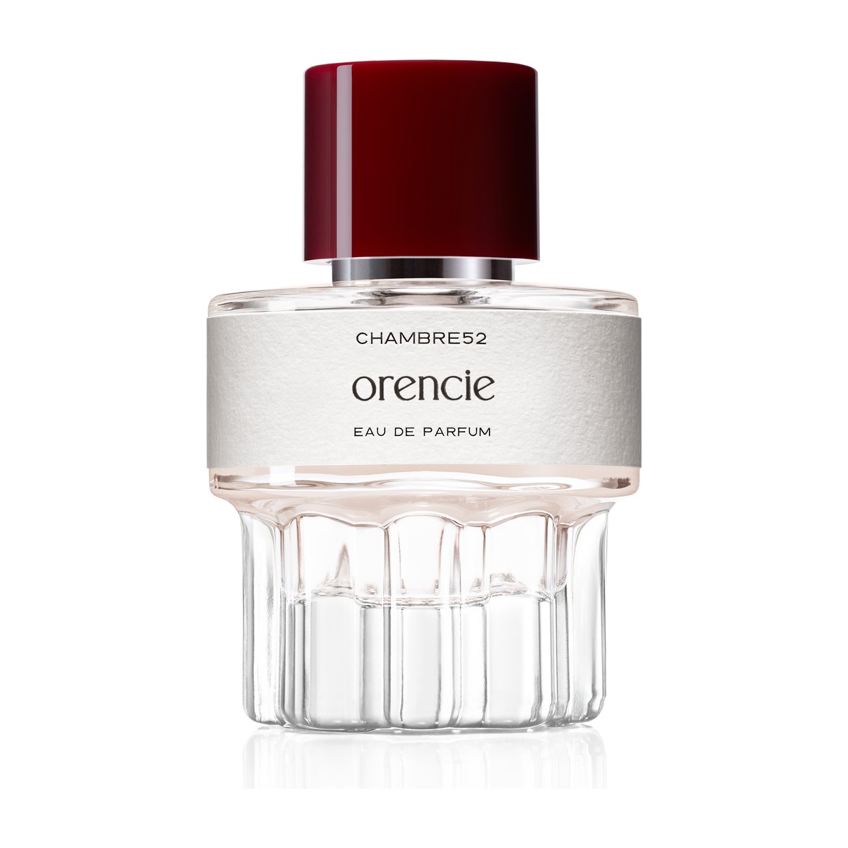 Chambre52 Orencie Eau de Parfum 52 ml, briaunuotas stiklo buteliukas su rausvu skysčiu