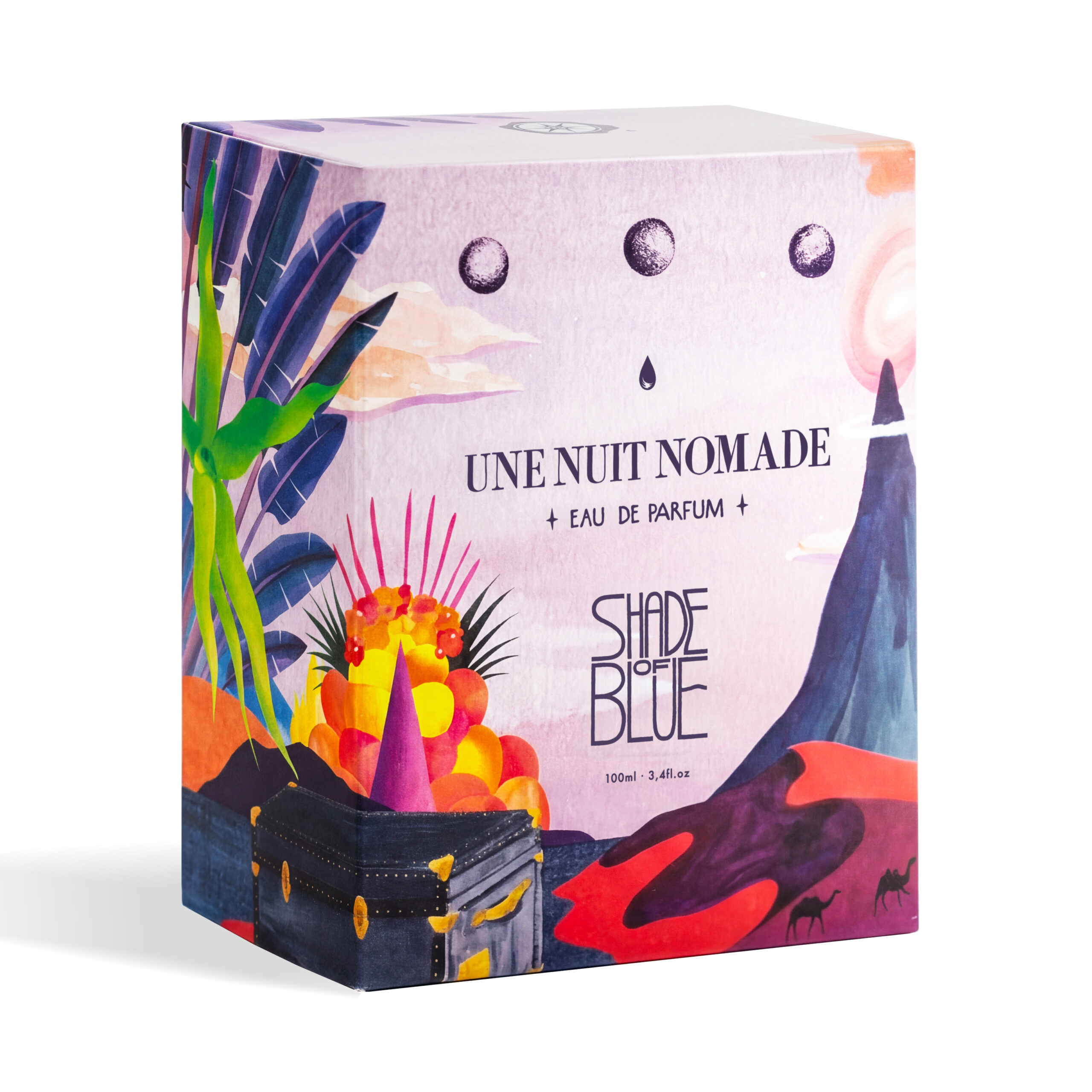 Une Nuit Nomade Shade of Blue Eau de Parfum 100 ml spalvinga iliustruota dėžutė