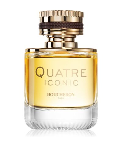 Boucheron Quatre Iconic Pour Femme Eau de Parfum, skaidrus buteliukas su auksiniu grotelėtu dangteliu, 100 ml