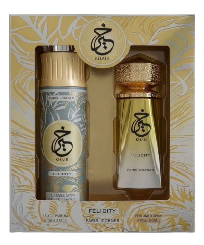 Set Paris Corner: Khair Felicity, Eau De Parfum, For Women, 100 ml + Khair Felicity, Deodorant Spray, For Women, 200 ml